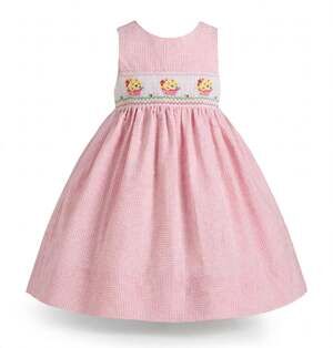 Rosalina Smocked Dress Girls 2T Pink Gingham Cupcake Embroidery